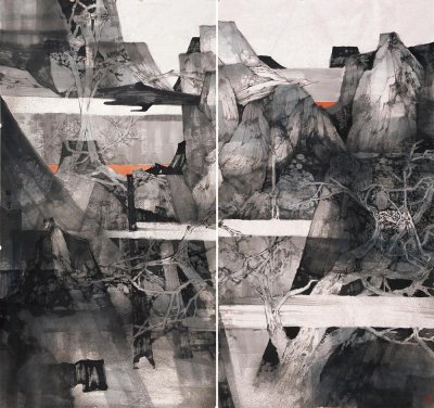 万壑秋山 2017年 180x96cm